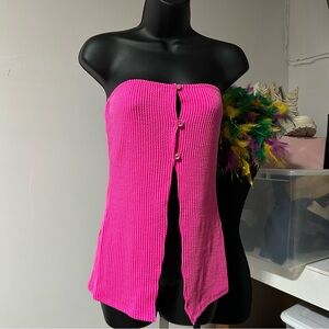 Unlisted Click for Auction Alert *  Pink Strapless Button-Up Top - Fashion Nova